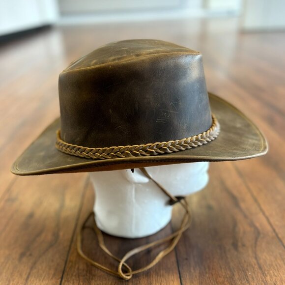 Real Leather Hats Western Style for Men and Women shapeable Brim vintage look. - Picture 13 of 15